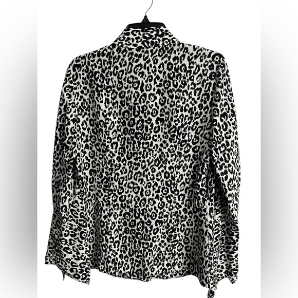 michael kors Collection LEOPARD SILK DRAPED-SLEEVE BLOUSE Size 8 $1150 - Picture 6 of 11